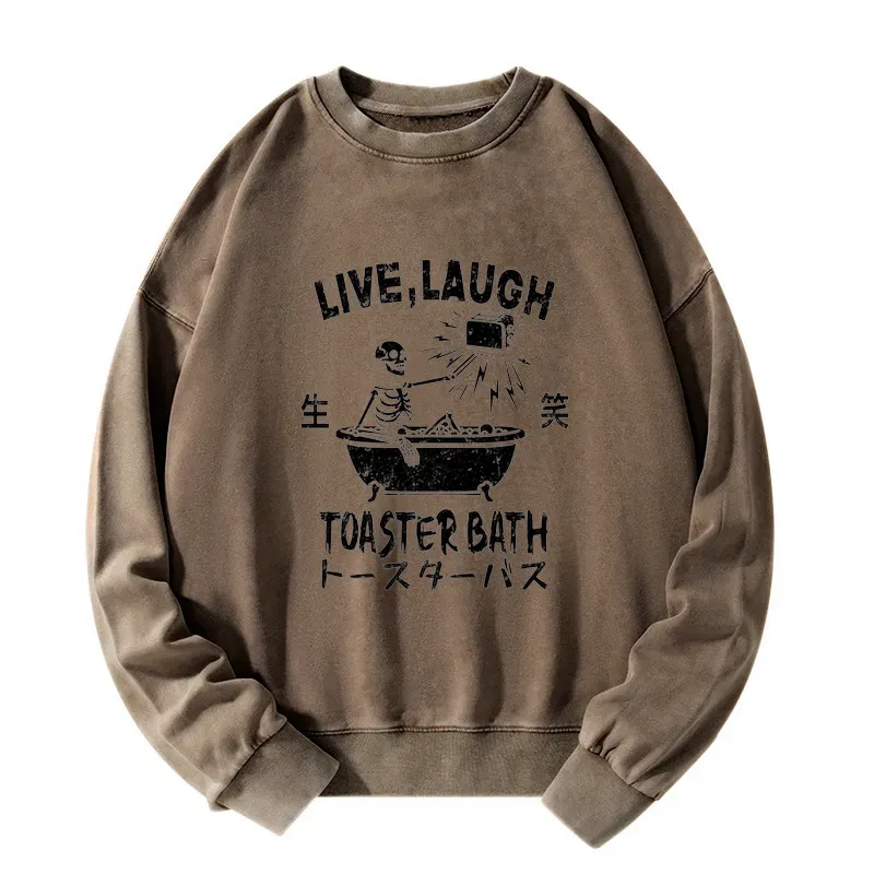 Tokyo-Tiger Funny Electric Shock Skeleton Washed Sweatshirt