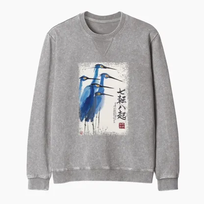 Tokyo-Tiger Wings That Never Yield Washed Terry Sweatshirt