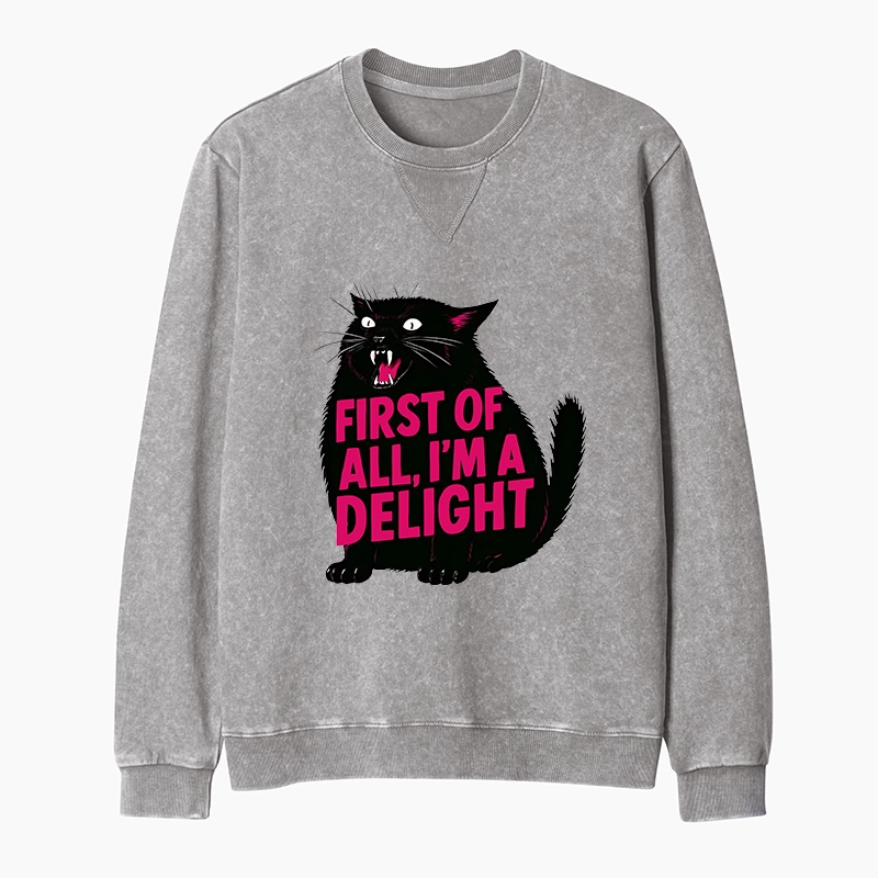 Tokyo-Tiger Roaring Black Cat Washed Terry Sweatshirt
