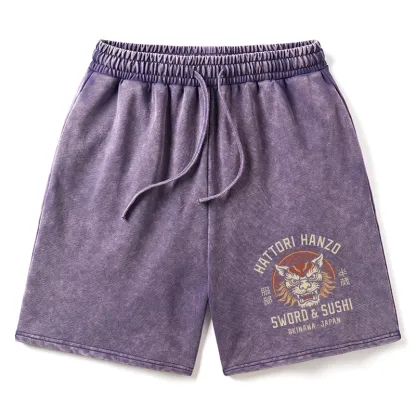 Tokyo-Tiger Hattori Lion Japanese Samurai Washed Shorts