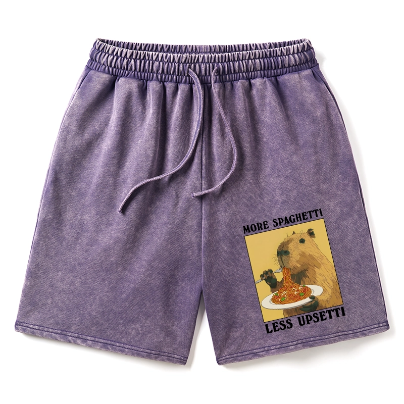 Tokyo-Tiger Capybara Eating Pasta Washed Shorts