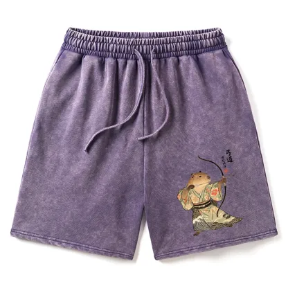 Tokyo-Tiger Capybara Archery Washed Shorts