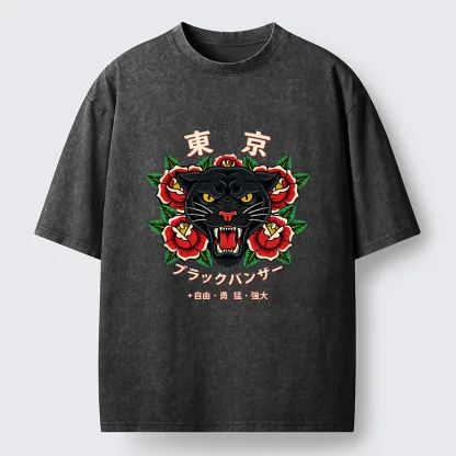 Tokyo-Tiger Tokyo Black Panther Washed T-Shirt