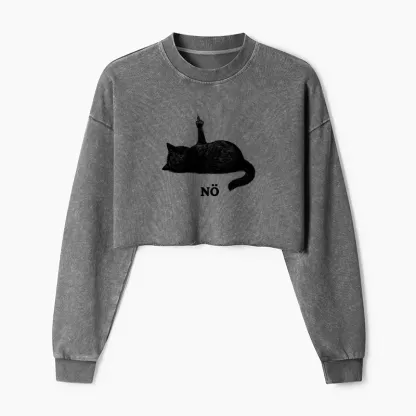 Tokyo-Tiger Cat Refused Washed Crop Sweatshirt
