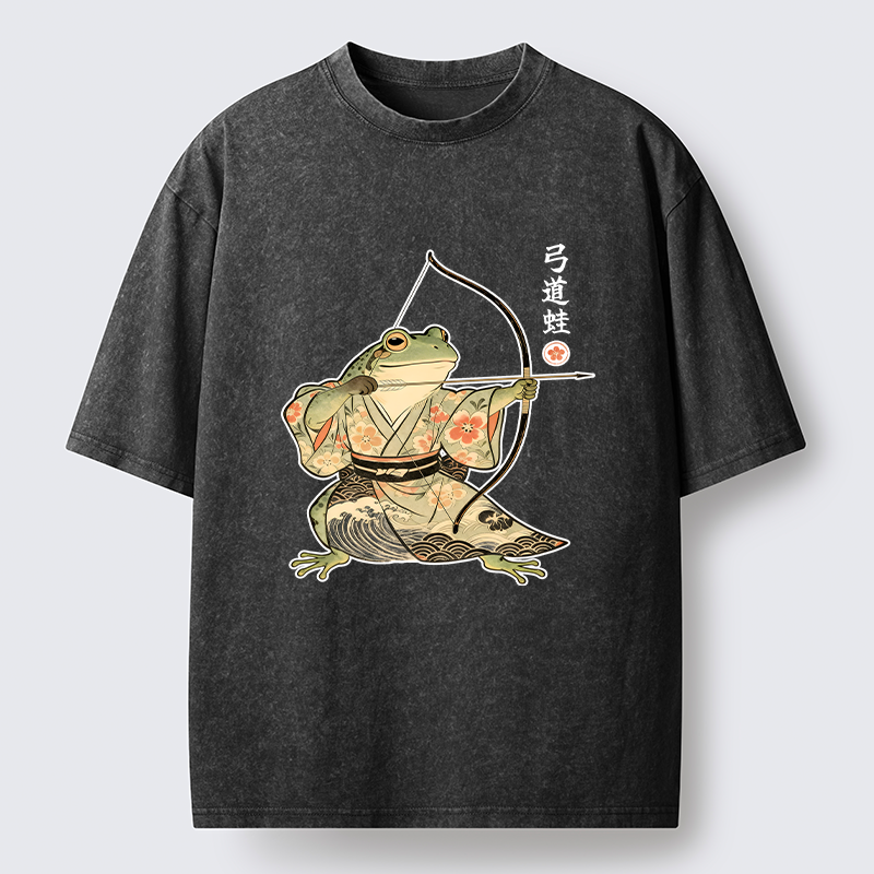 Tokyo-Tiger Frog Shooting Arrows Washed T-Shirt