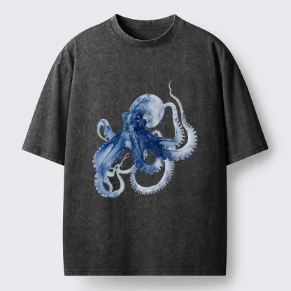 Tokyo-Tiger Blue Octopus Washed T-Shirt