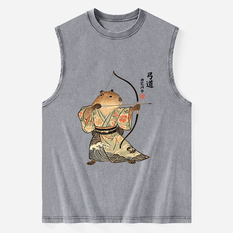 Tokyo-Tiger Capybara Archery Washed Tank