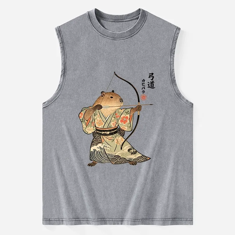 Tokyo-Tiger Capybara Archery Washed Tank