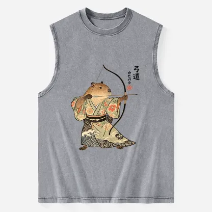Tokyo-Tiger Capybara Archery Washed Tank