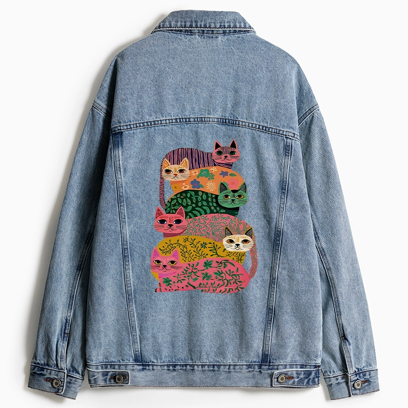 Tokyo-Tiger Colorful Cats Jean Jacket