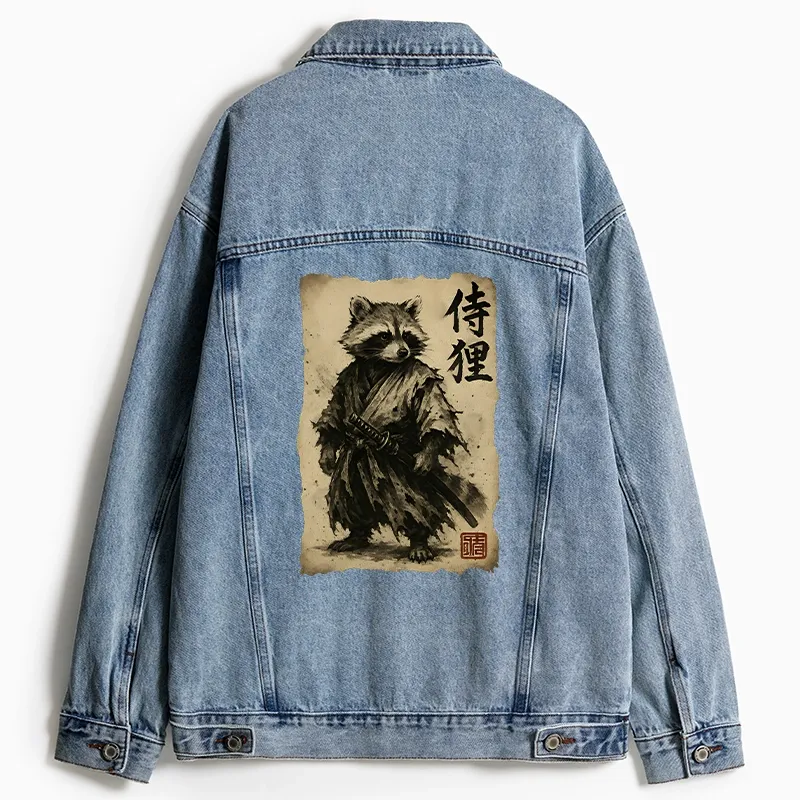 Tokyo-Tiger Retro Raccoon Samurai Jean Jacket