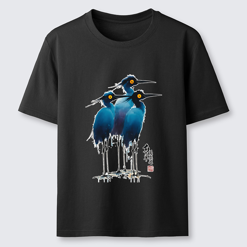 Tokyo-Tiger Great Blue Heron Ink Painting Classic T-Shirt