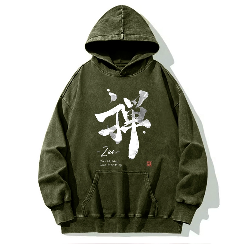 Tokyo-Tiger Zen Texts Washed Hoodie
