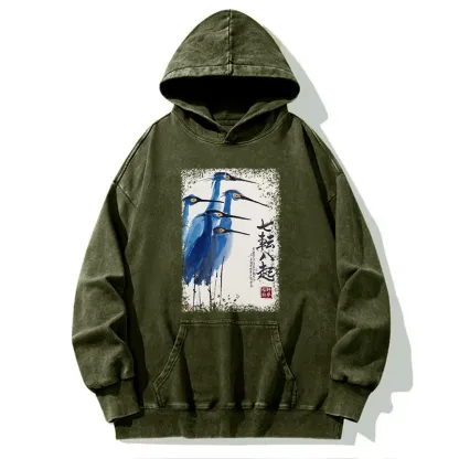 Tokyo-Tiger Wings That Never Yield Washed Hoodie