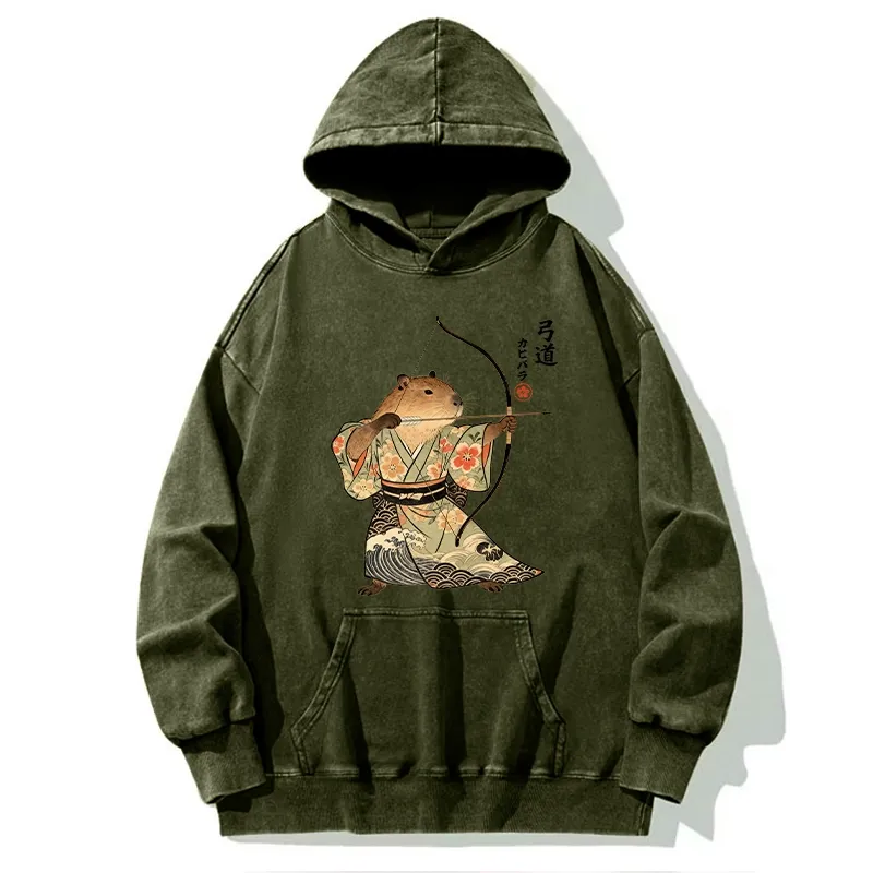 Tokyo-Tiger Capybara Archery Washed Hoodie