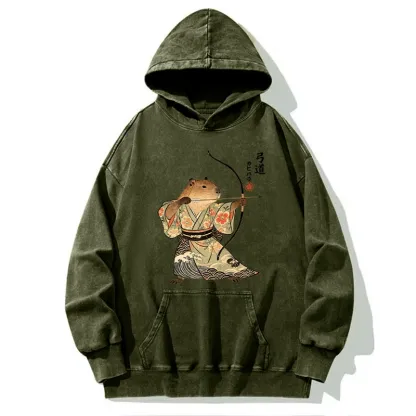 Tokyo-Tiger Capybara Archery Washed Hoodie