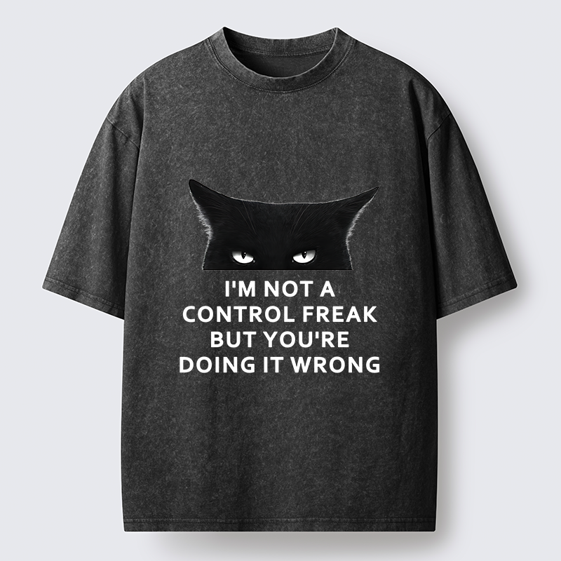 Tokyo-Tiger Control Freak Funny Washed T-Shirt