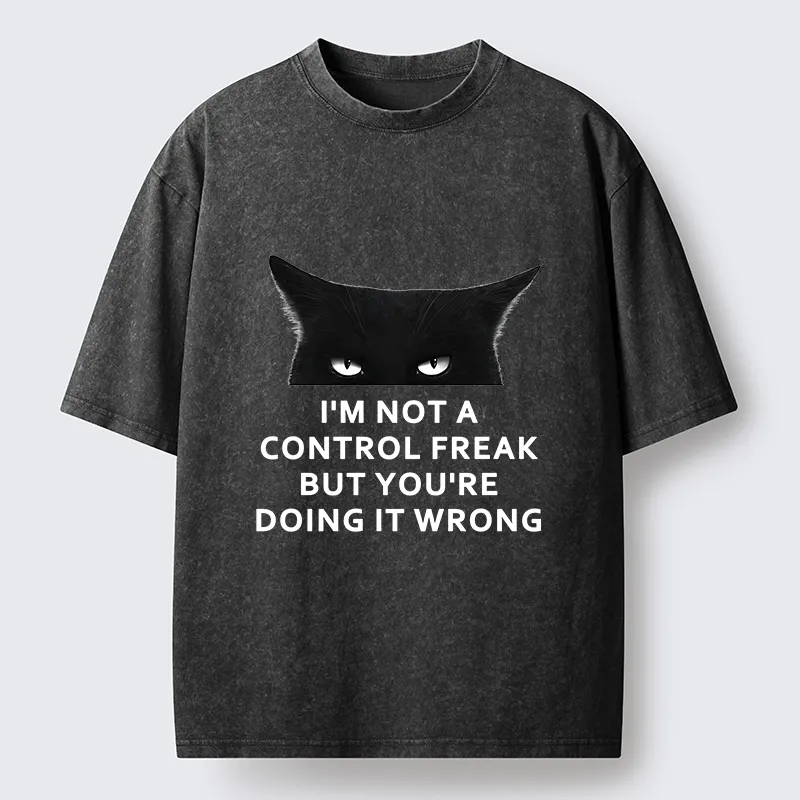 Tokyo-Tiger Control Freak Funny Washed T-Shirt