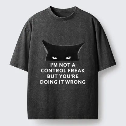 Tokyo-Tiger Control Freak Funny Washed T-Shirt