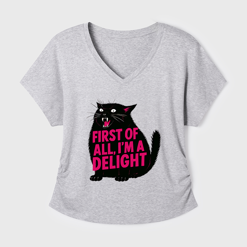 Tokyo-Tiger Roaring Black Cat Modal Dolman Sleeve T-Shirt