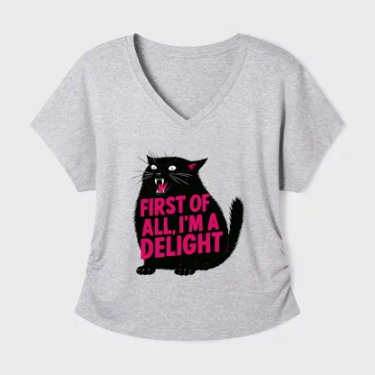 Tokyo-Tiger Roaring Black Cat Modal Dolman Sleeve T-Shirt