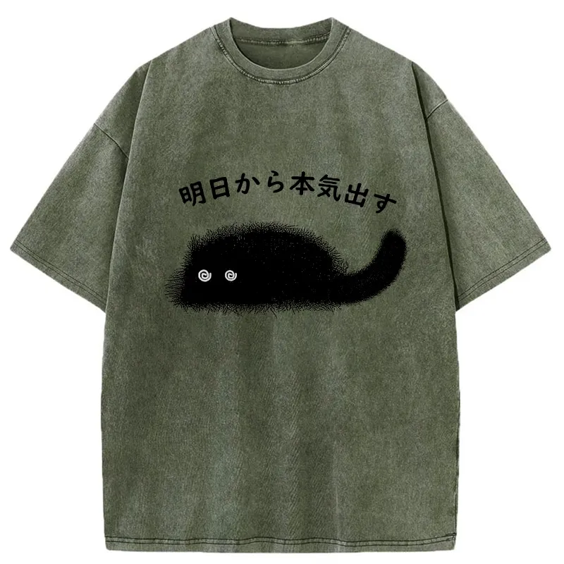 Tokyo-Tiger I'll Get Serious From Tomorrow Washed T-Shirt