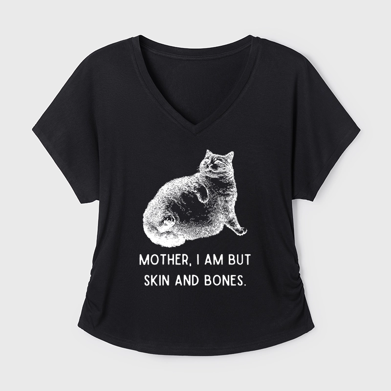 Tokyo-Tiger Skin & Bones Cat Modal Dolman Sleeve T-Shirt