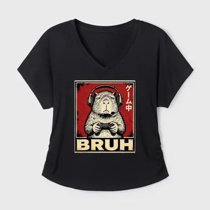 Tokyo-Tiger Funny Capybara Playing Games Modal Dolman Sleeve T-Shirt