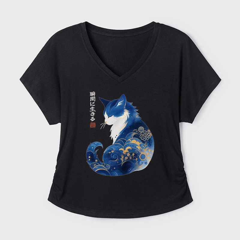 Tokyo-Tiger Retro Zen Cat: Living the Present Modal Dolman Sleeve T-Shirt