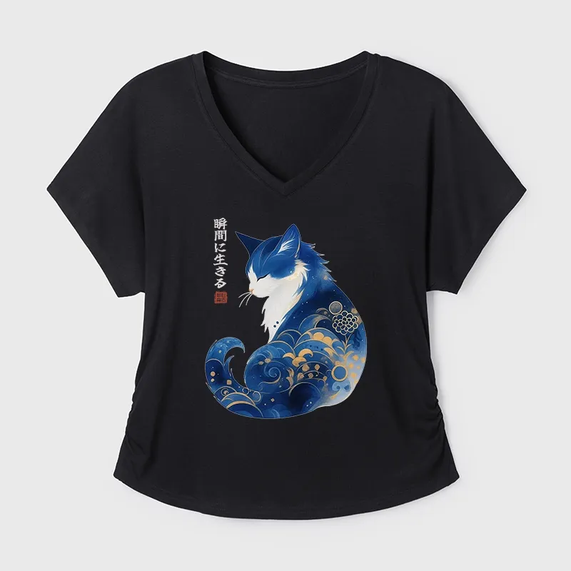 Tokyo-Tiger Retro Zen Cat: Living the Present Modal Dolman Sleeve T-Shirt