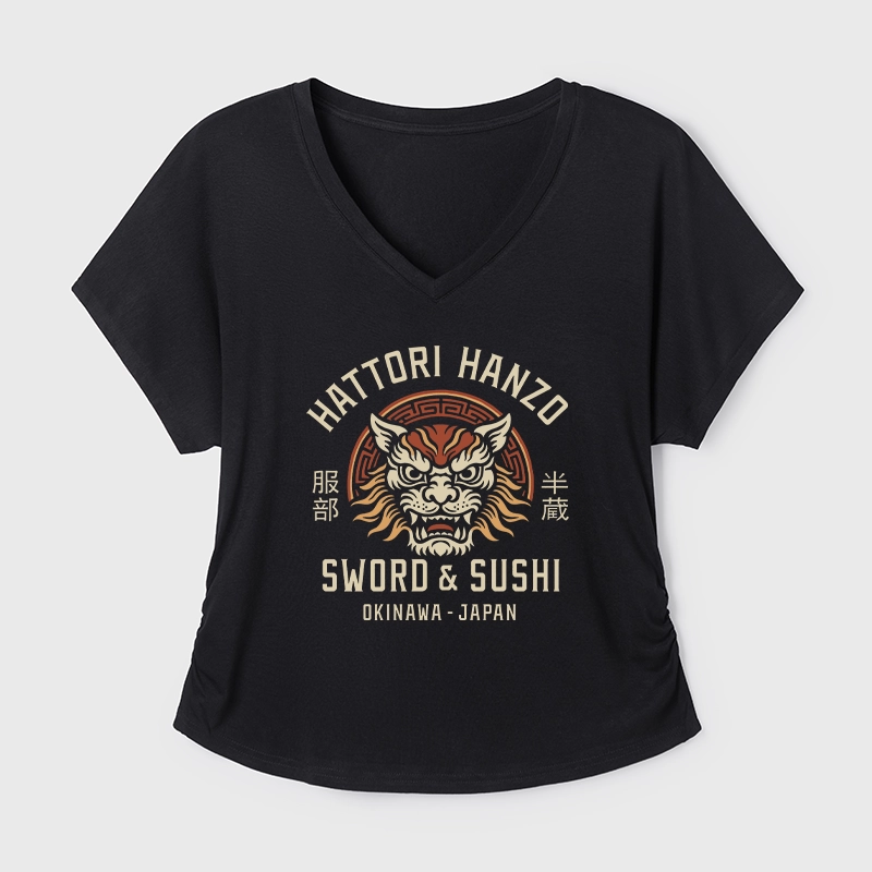Tokyo-Tiger Hattori Lion Japanese Samurai Modal Dolman Sleeve T-Shirt