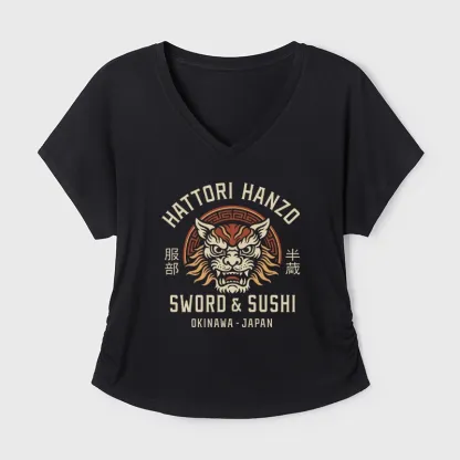 Tokyo-Tiger Hattori Lion Japanese Samurai Modal Dolman Sleeve T-Shirt
