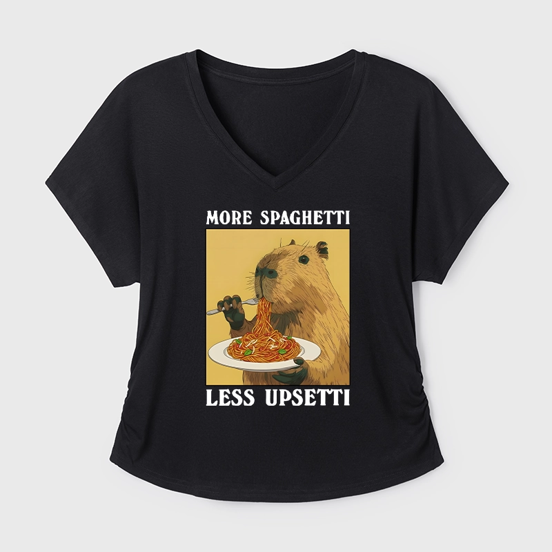 Tokyo-Tiger Capybara Eating Pasta Modal Dolman Sleeve T-Shirt