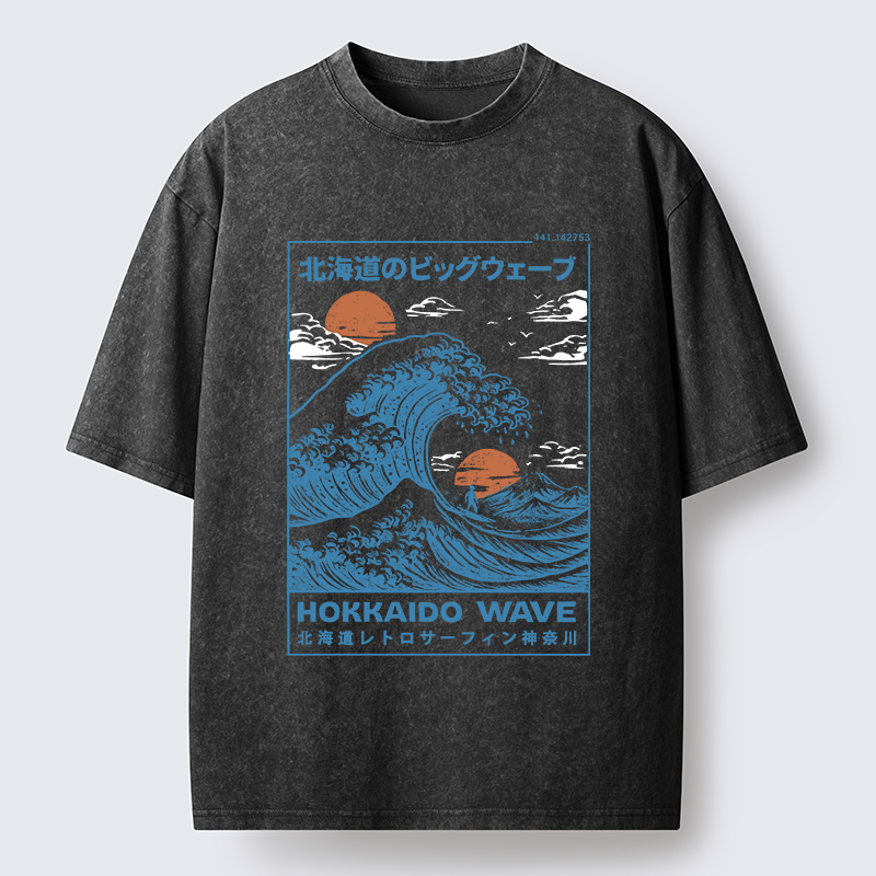 Tokyo-Tiger Surfing In Hokkaido Washed T-Shirt