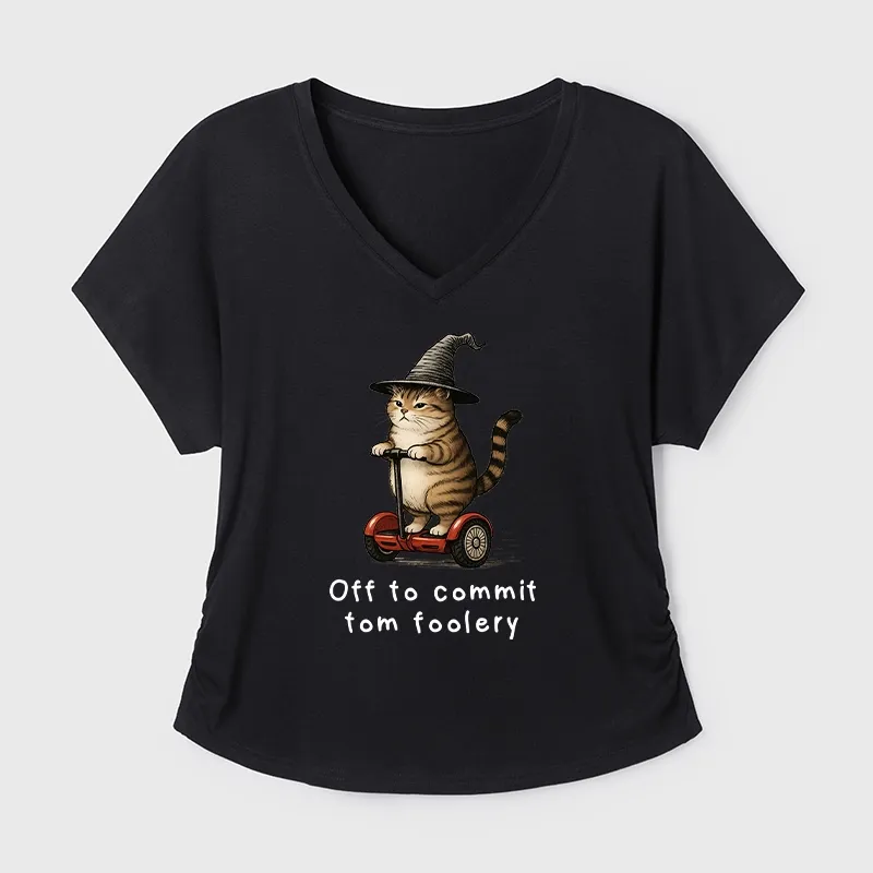 Tokyo-Tiger Orange Cat Riding Segway-style Modal Dolman Sleeve T-Shirt