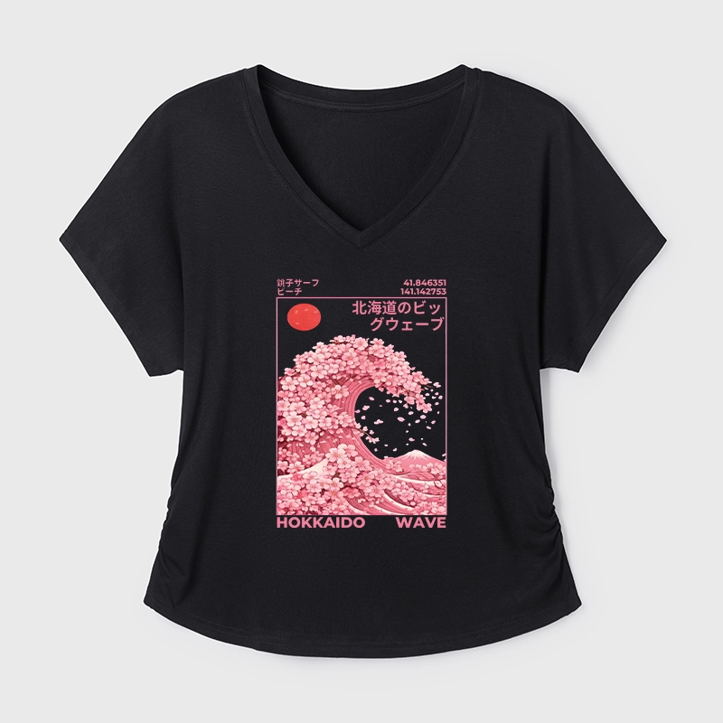 Tokyo-Tiger Sakura Wave Modal Dolman Sleeve T-Shirt