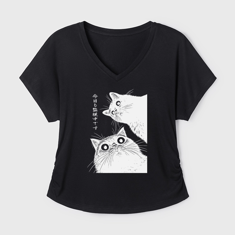 Tokyo-Tiger The Cat Is Watching Today Modal Dolman Sleeve T-Shirt