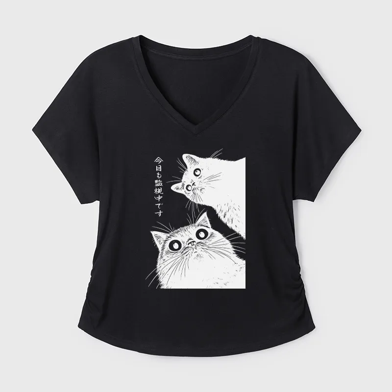 Tokyo-Tiger The Cat Is Watching Today Modal Dolman Sleeve T-Shirt