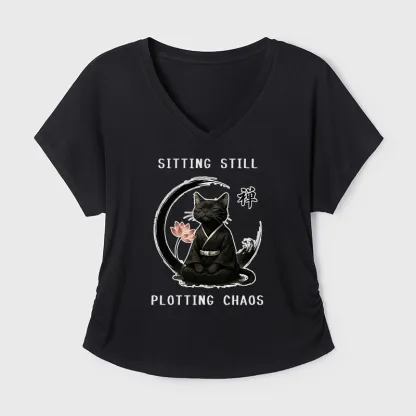 Tokyo-Tiger Sitting still plotting chaos Calming Zen Cat Funny Modal Dolman Sleeve T-Shirt