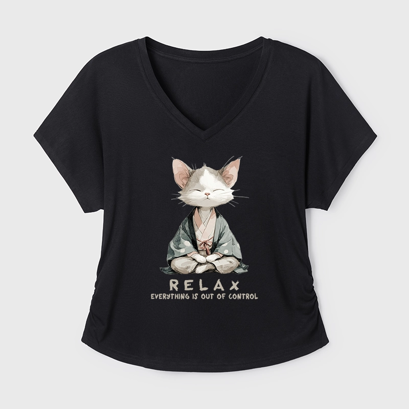 Tokyo-Tiger Zen Cat Relaxation，Everything's Out Of Control Modal Dolman Sleeve T-Shirt