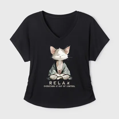Tokyo-Tiger Zen Cat Relaxation，Everything's Out Of Control Modal Dolman Sleeve T-Shirt