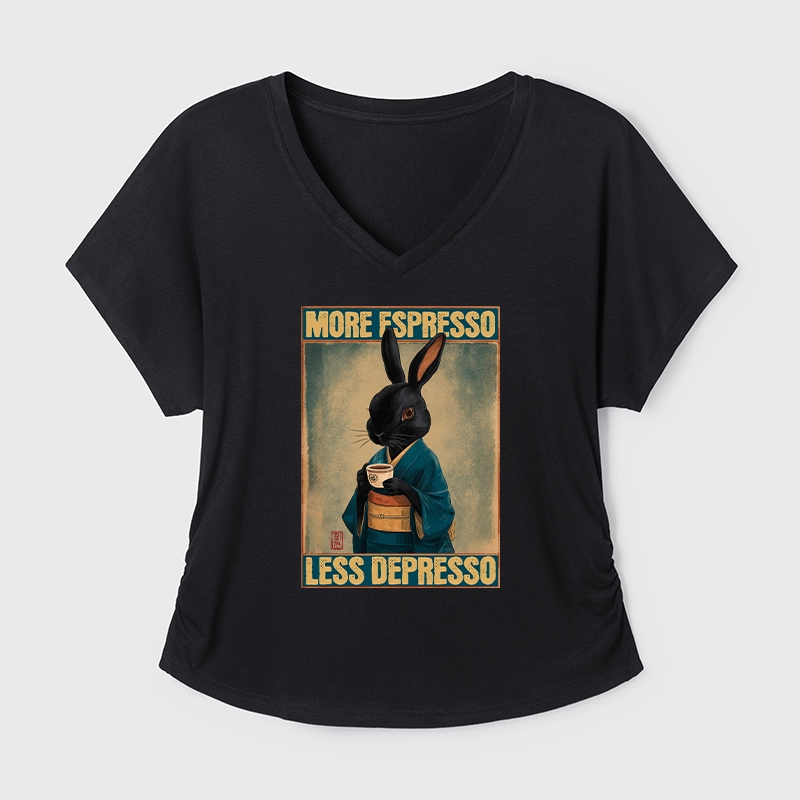 Tokyo-Tiger More Espresso Less Depresso Rabbit Modal Dolman Sleeve T-Shirt