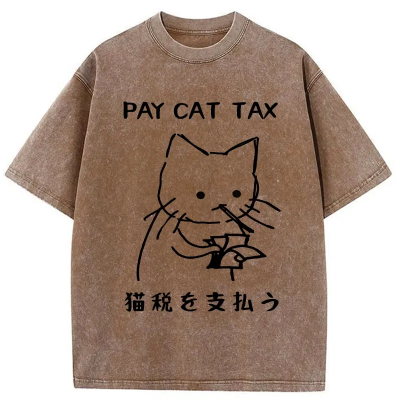 Tokyo-Tiger Pay Cat Tax Washed T-Shirt Sale