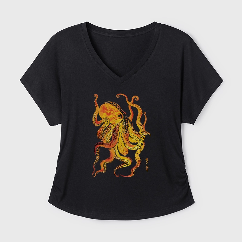 Tokyo-Tiger Deep Sea Gorgeous Octopus Modal Dolman Sleeve T-Shirt