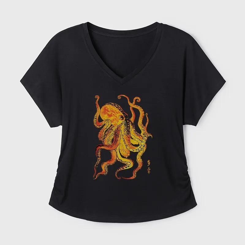 Tokyo-Tiger Deep Sea Gorgeous Octopus Modal Dolman Sleeve T-Shirt