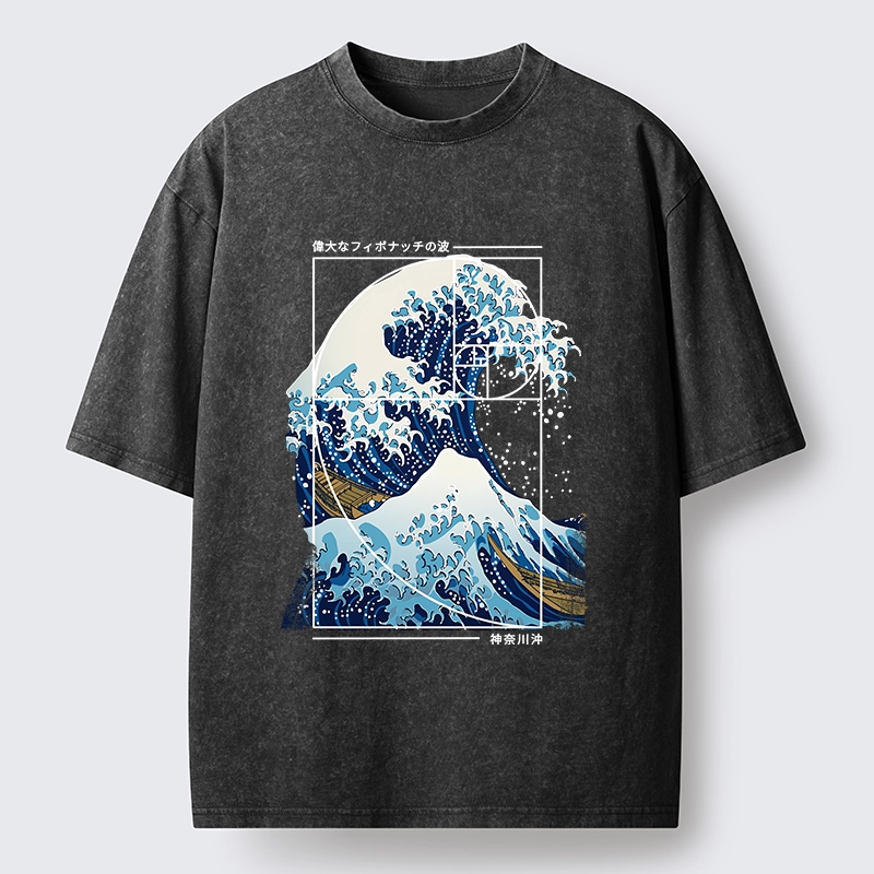 Tokyo-Tiger Golden Ratio The Great Wave Washed T-Shirt
