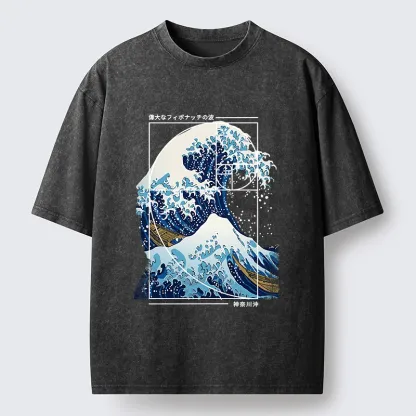 Tokyo-Tiger Golden Ratio The Great Wave Washed T-Shirt