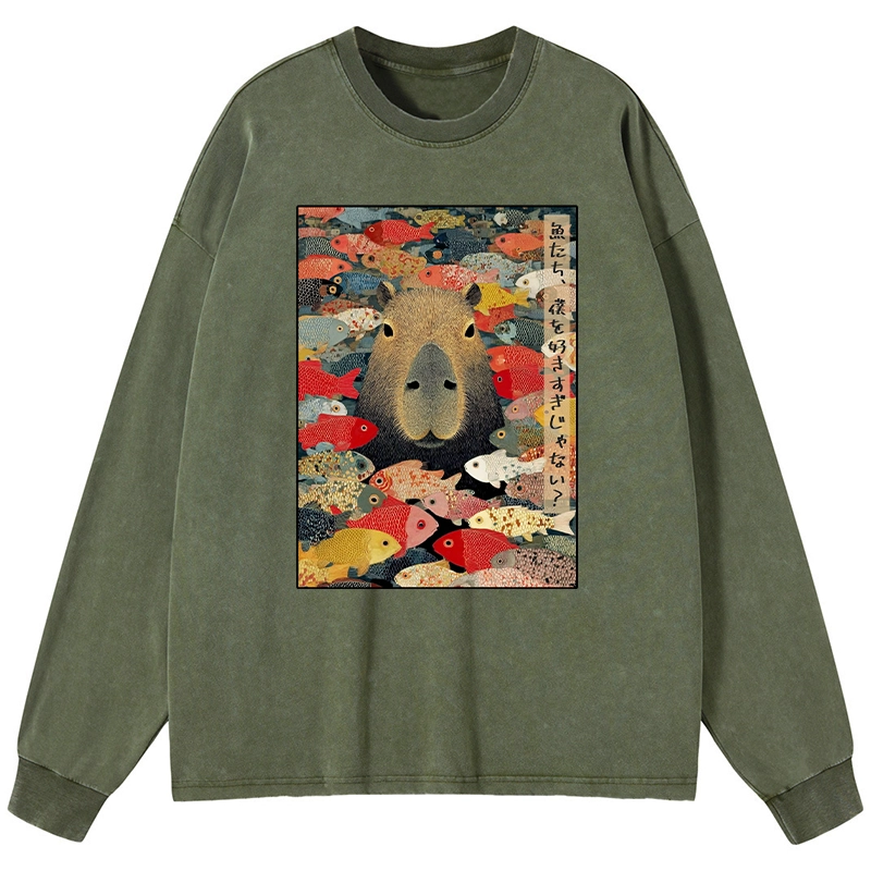Tokyo-Tiger Am I Too Lovable? Washed Long Sleeve T-Shirt