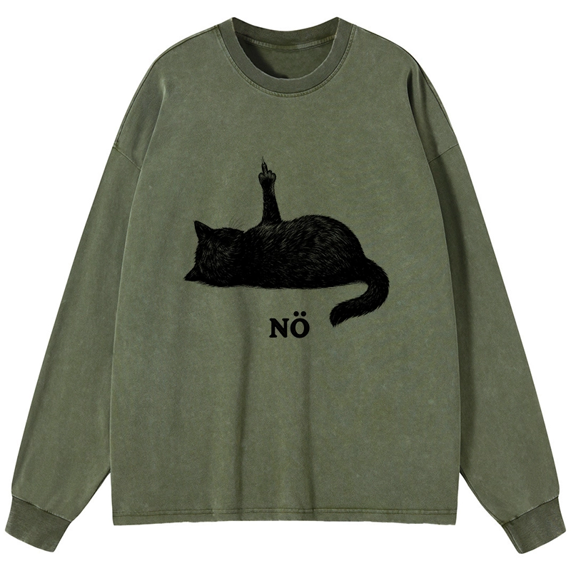 Tokyo-Tiger Cat Refused Washed Long Sleeve T-Shirt