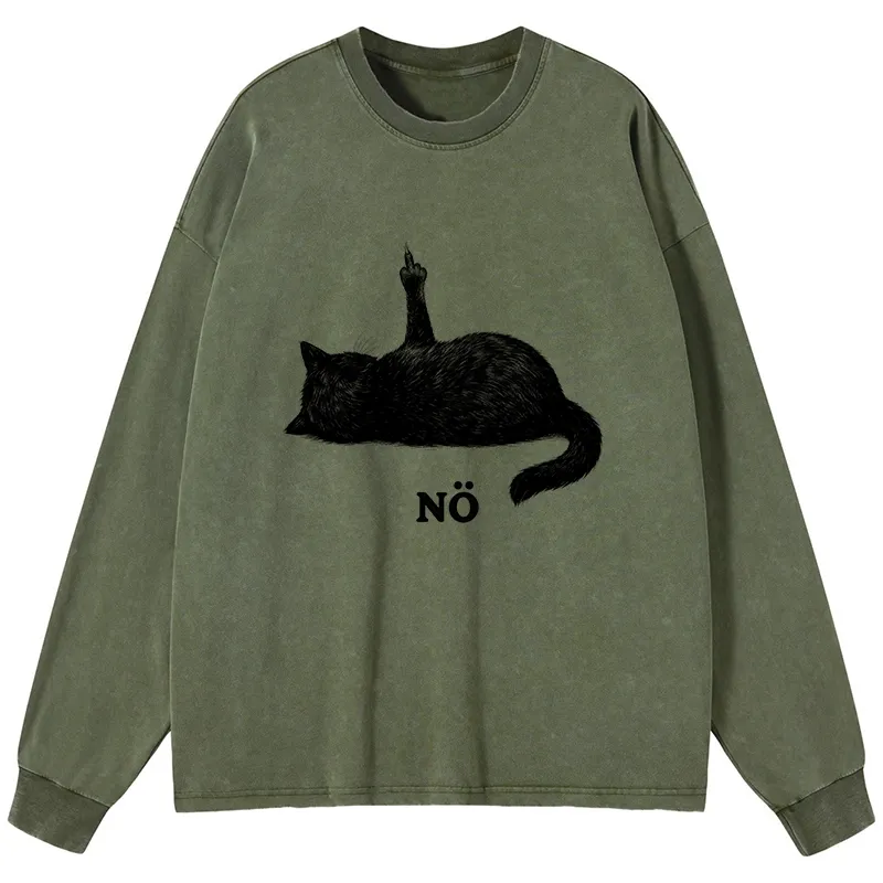 Tokyo-Tiger Cat Refused Washed Long Sleeve T-Shirt